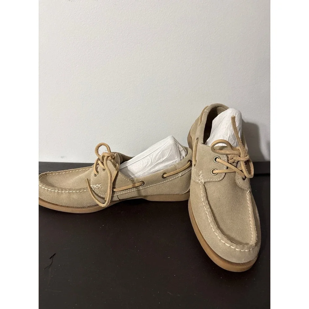 Nunn Bush NXXT Mens Sz 8 W 9.5 Tan Suede Boat Shoes Nautical Loafers Deck‎ Shoes